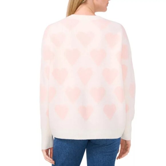 NEW Vince Camuto Women's Heart Design Sweater Cream Large - Picture 3 of 9